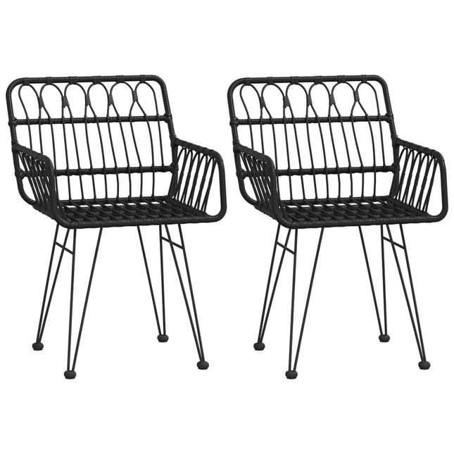havestole 2 stk. med armlæn 56x64x80 cm polyrattan sort