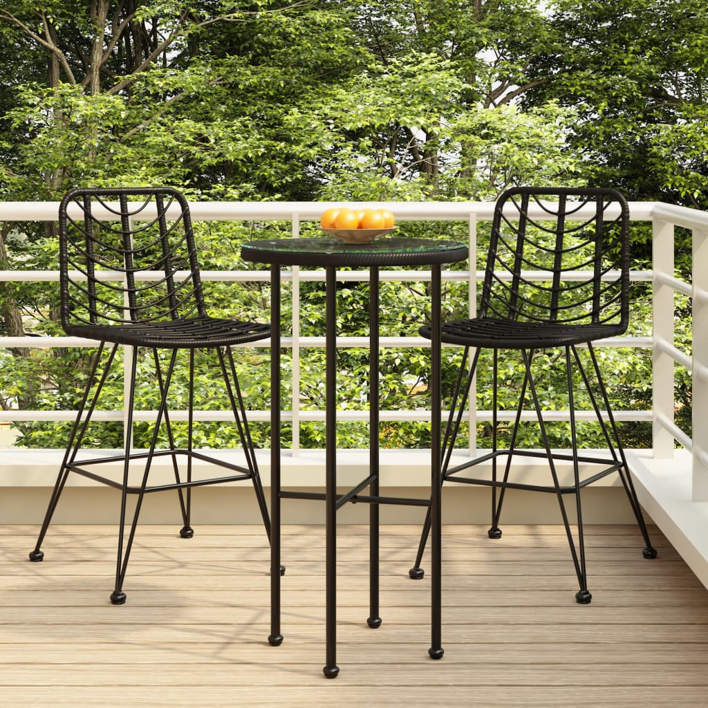 barstole 2 stk. 45x56x103,5 cm polyrattan og stl sort