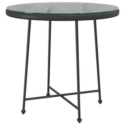 spisebord Ø80 cm hærdet glas og stål sort