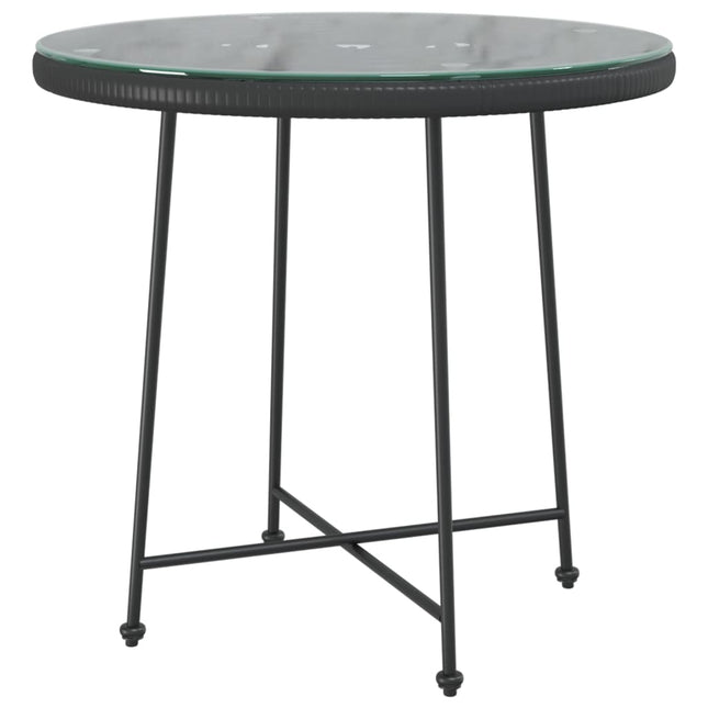 spisebord Ø80 cm hærdet glas og stål sort