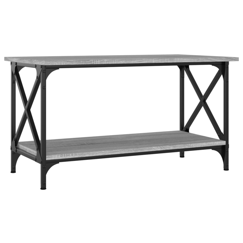 sofabord 80x45x45 cm konstrueret træ og jern grå sonoma-eg