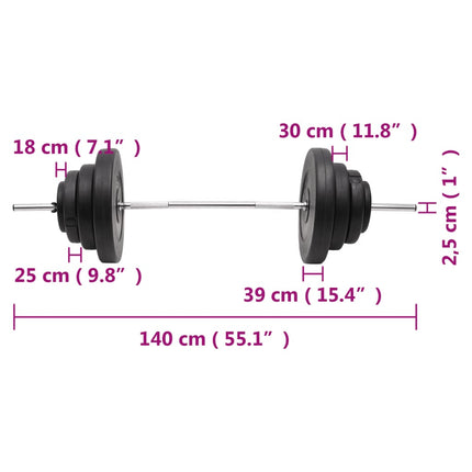 vægtstang med skiver 60 kg