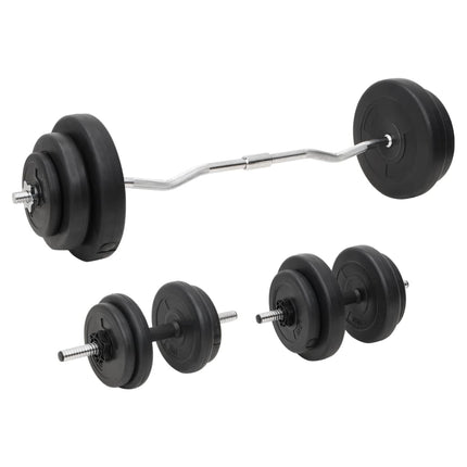 vægtstang og håndvægt med skiver 60 kg