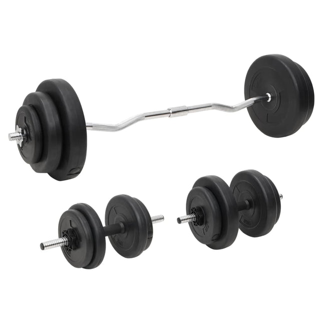 vægtstang og håndvægt med skiver 60 kg