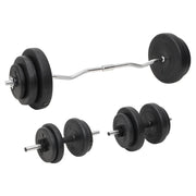 vægtstang og håndvægt med skiver 60 kg