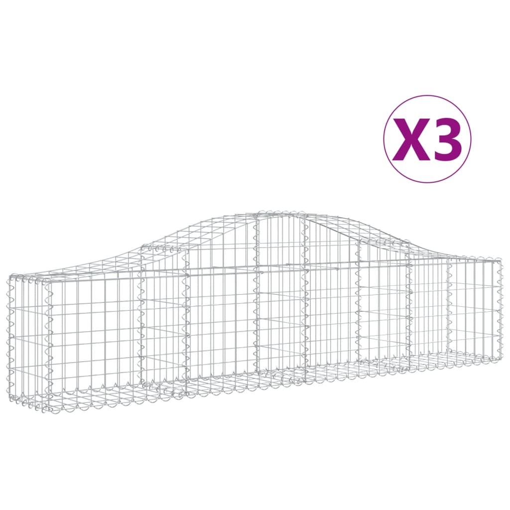 buede gabionkurve 3 stk. 200x30x40/60 cm galvaniseret jern