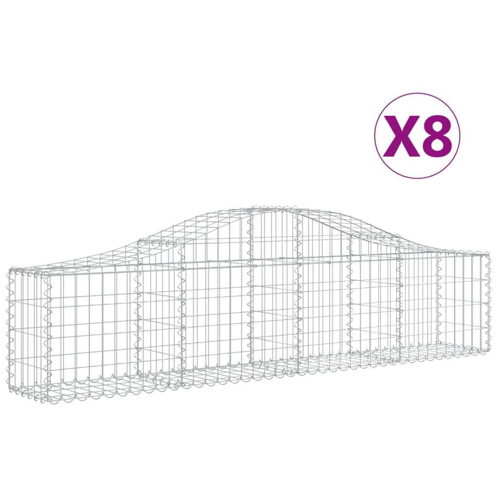 buede gabionkurve 8 stk. 200x30x40/60 cm galvaniseret jern