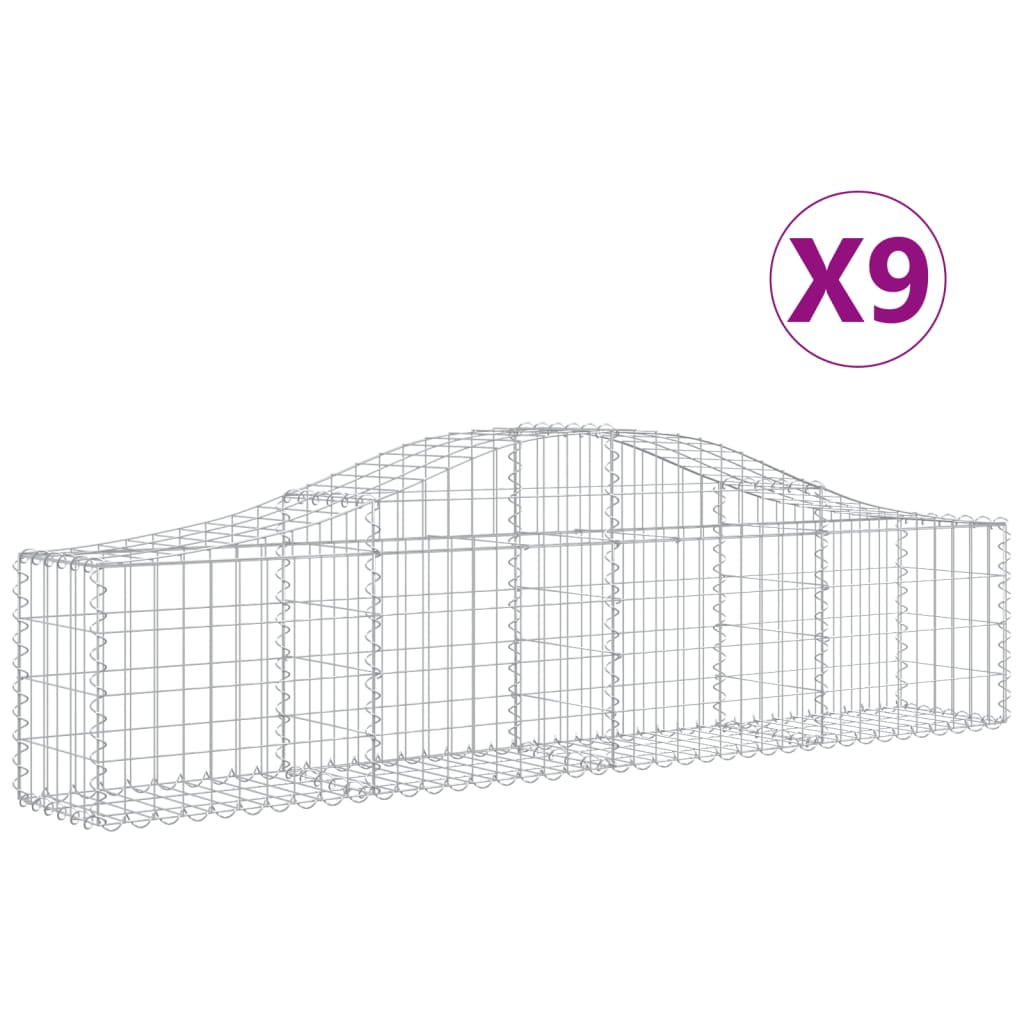 buede gabionkurve 9 stk. 200x30x40/60 cm galvaniseret jern
