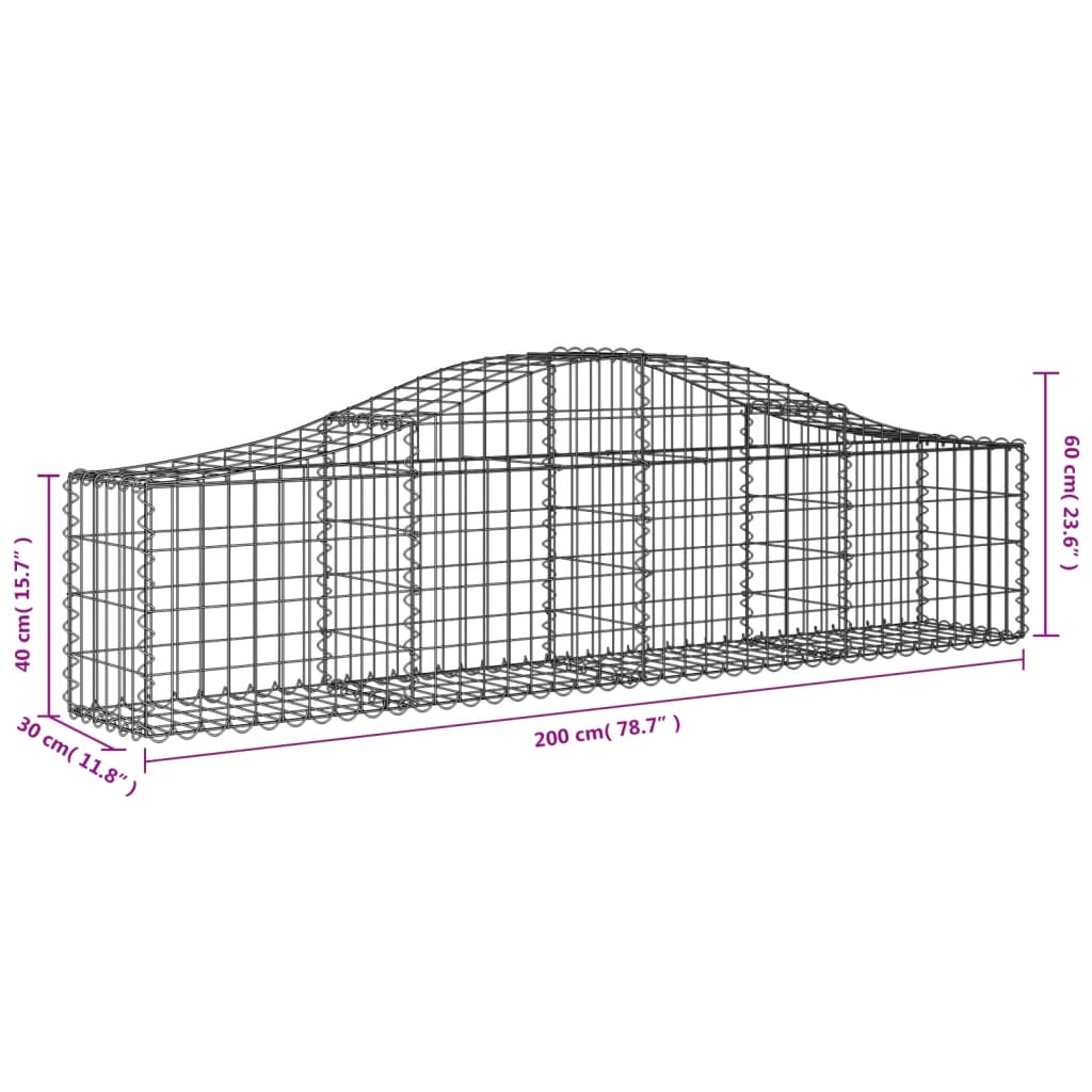 buede gabionkurve 9 stk. 200x30x40/60 cm galvaniseret jern