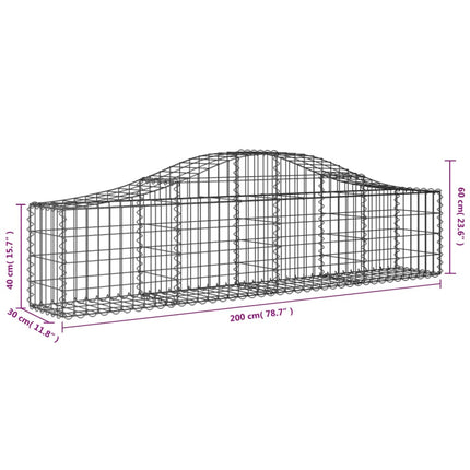 buede gabionkurve 11 stk. 200x30x40/60 cm galvaniseret jern