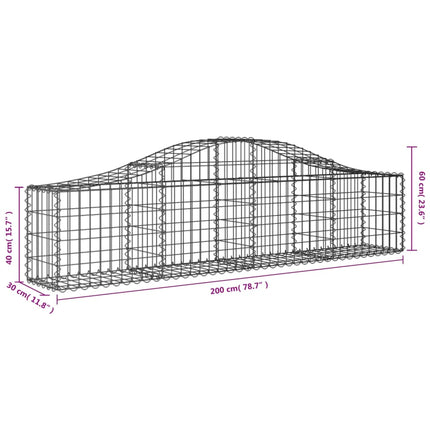 buede gabionkurve 12 stk. 200x30x40/60 cm galvaniseret jern