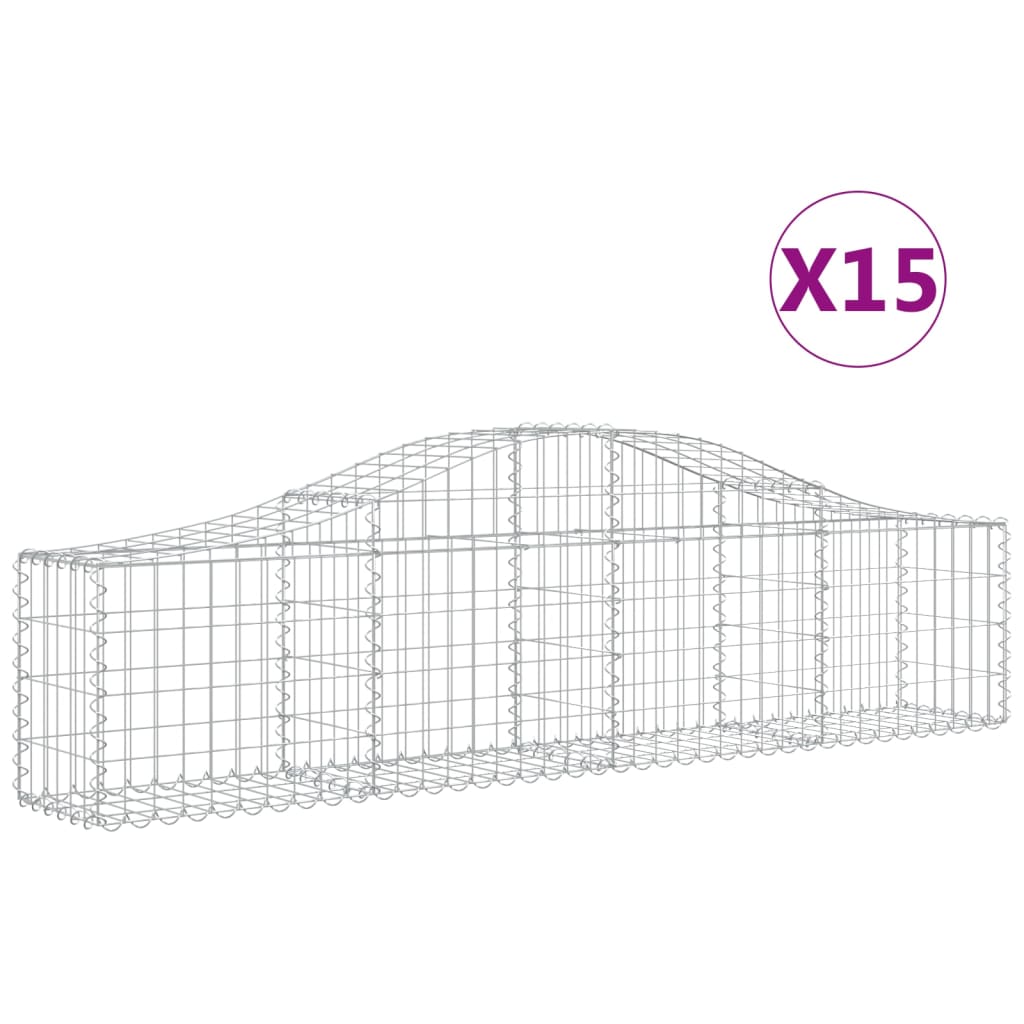buede gabionkurve 15 stk. 200x30x40/60 cm galvaniseret jern