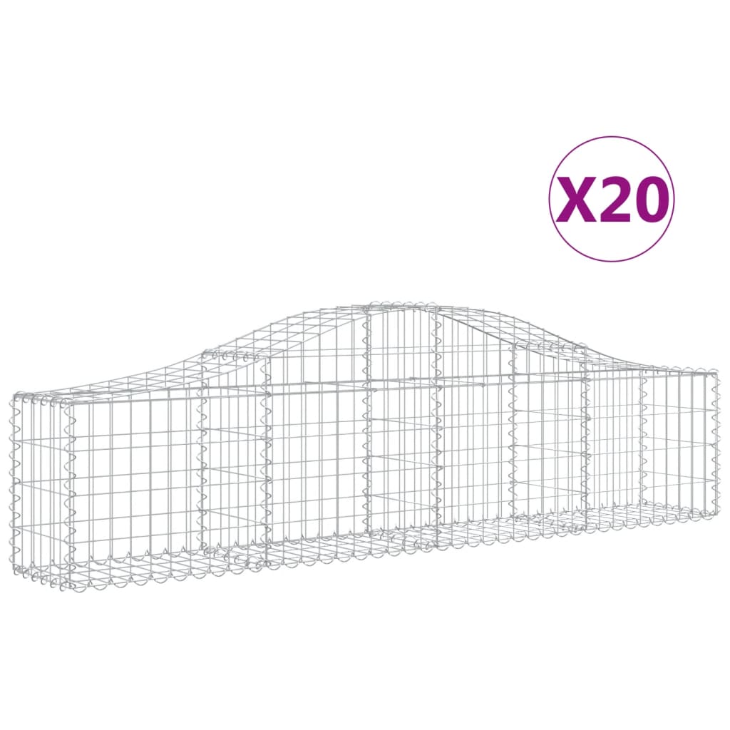 buede gabionkurve 20 stk. 200x30x40/60 cm galvaniseret jern