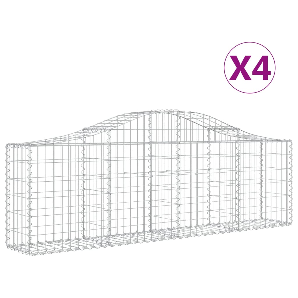 buede gabionkurve 4 stk. 200x30x60/80 cm galvaniseret jern