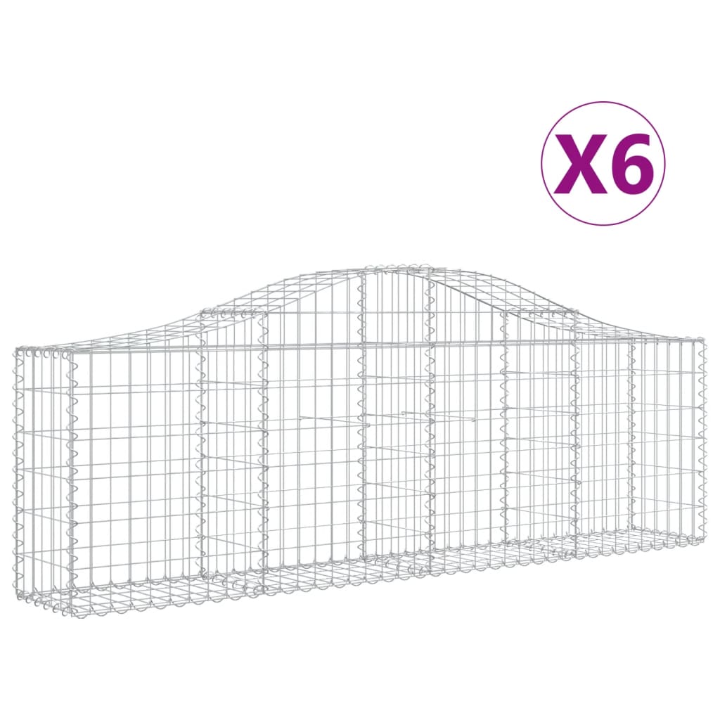 buede gabionkurve 6 stk. 200x30x60/80 cm galvaniseret jern