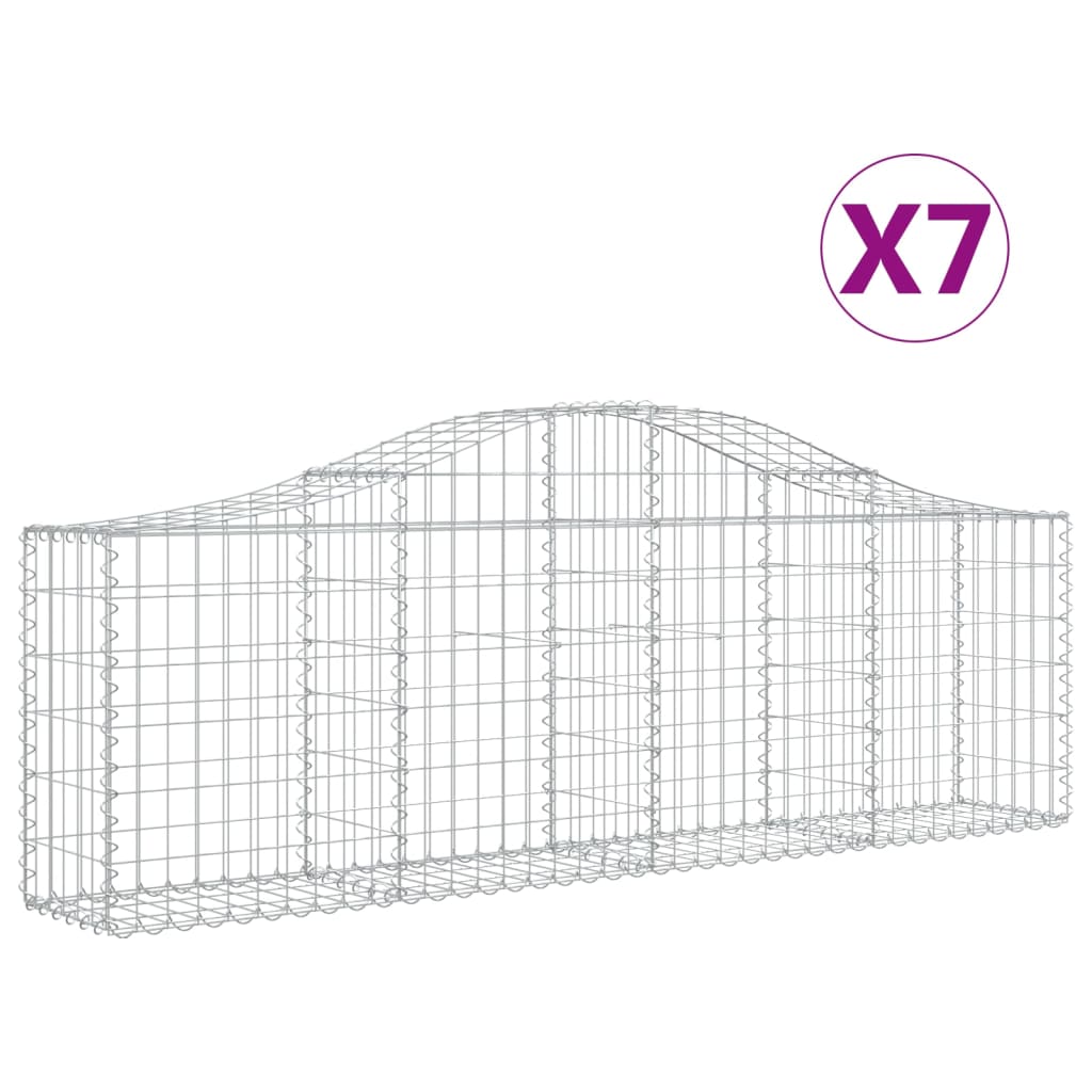 buede gabionkurve 7 stk. 200x30x60/80 cm galvaniseret jern