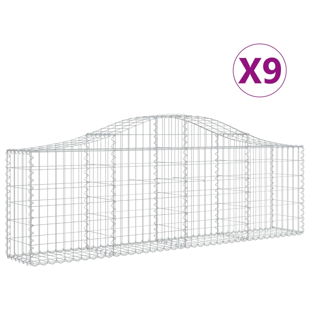 buede gabionkurve 9 stk. 200x30x60/80 cm galvaniseret jern