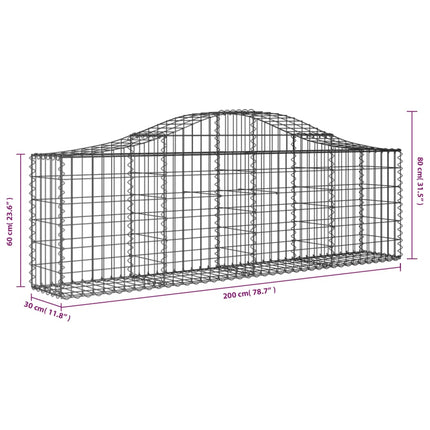 buede gabionkurve 13 stk. 200x30x60/80 cm galvaniseret jern