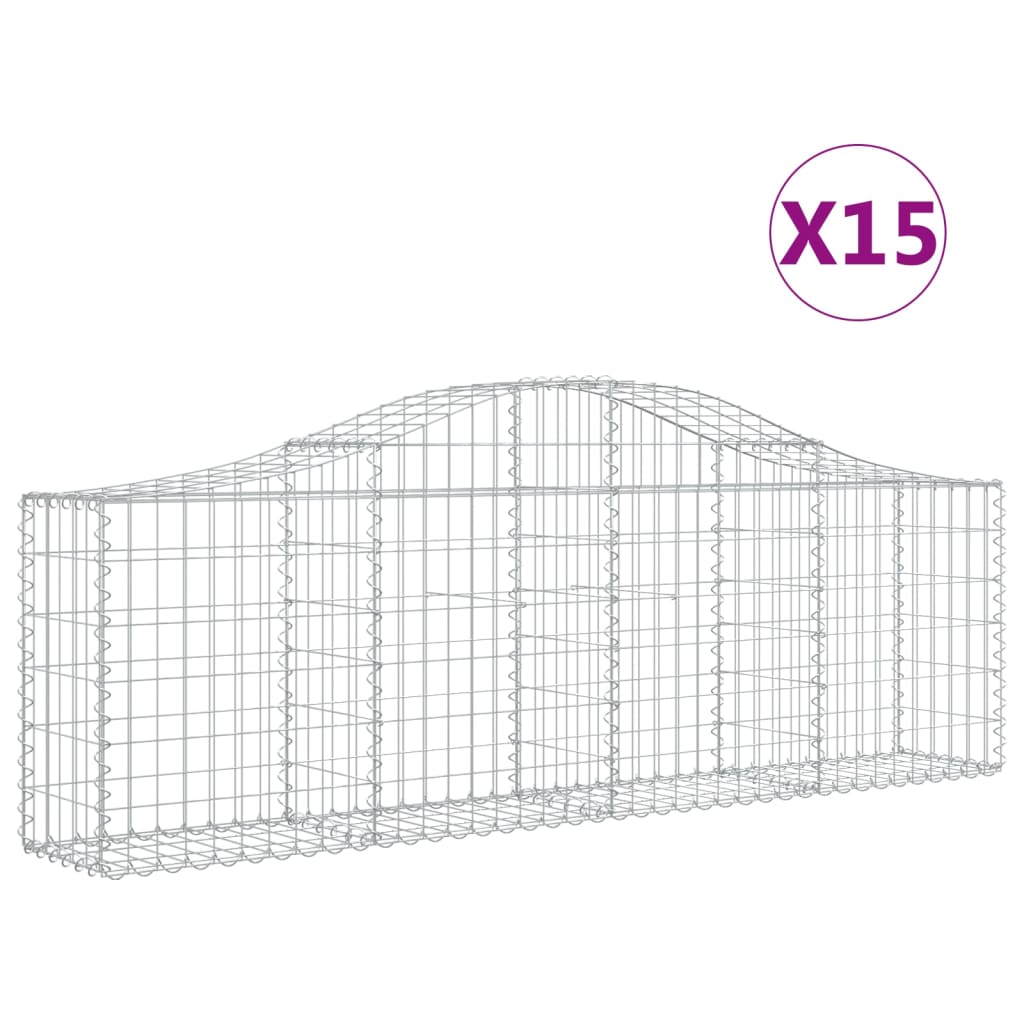 buede gabionkurve 15 stk. 200x30x60/80 cm galvaniseret jern
