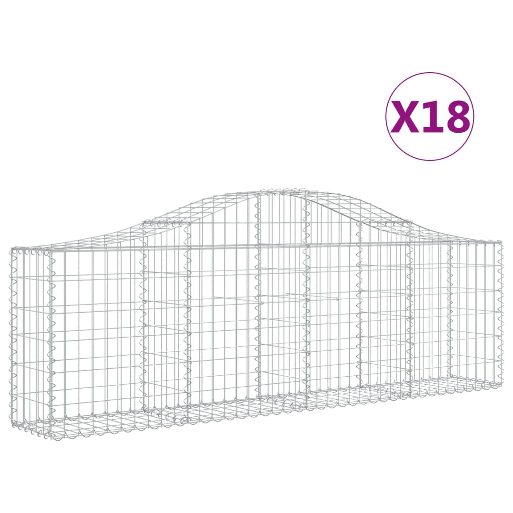 buede gabionkurve 18 stk. 200x30x60/80 cm galvaniseret jern