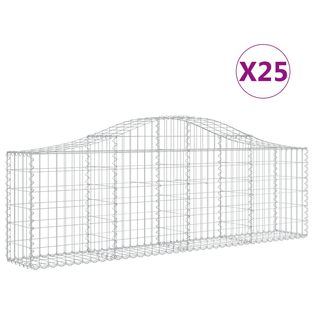 buede gabionkurve 25 stk. 200x30x60/80 cm galvaniseret jern