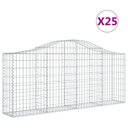 buede gabionkurve 25 stk. 200x30x80/100 cm galvaniseret jern