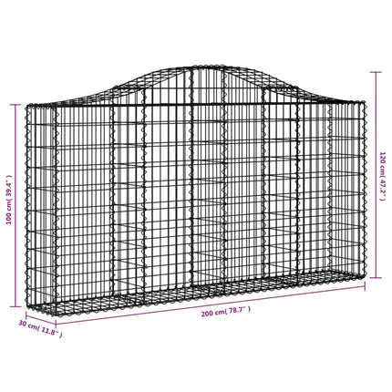 buede gabionkurve 2 stk. 200x30x100/120 cm galvaniseret jern