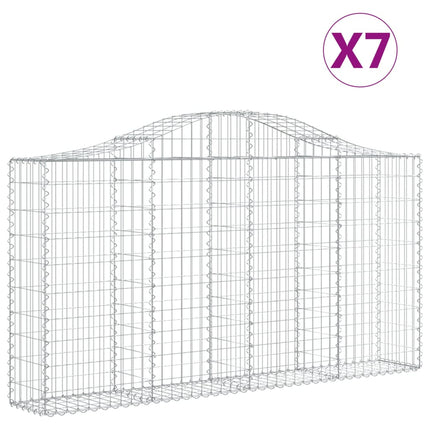 buede gabionkurve 7 stk. 200x30x100/120 cm galvaniseret jern