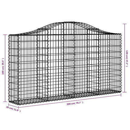 buede gabionkurve 18 stk. 200x30x100/120 cm galvaniseret jern