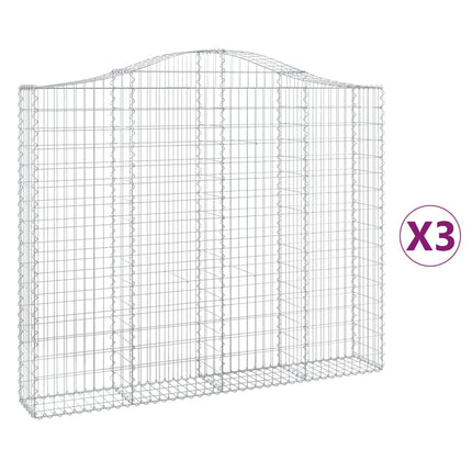 buede gabionkurve 3 stk. 200x30x160/180 cm galvaniseret jern