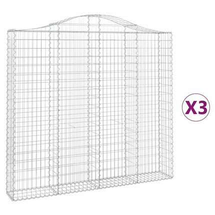 buede gabionkurve 3 stk. 200x30x180/200 cm galvaniseret jern