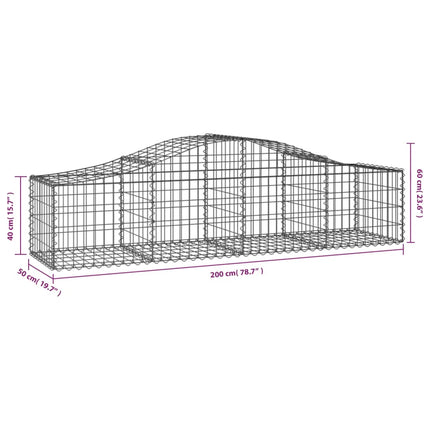 buede gabionkurve 7 stk. 200x50x40/60 cm galvaniseret jern