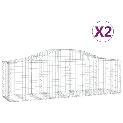 buede gabionkurve 2 stk. 200x50x60/80 cm galvaniseret jern