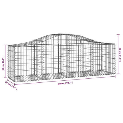 buede gabionkurve 40 stk. 200x50x60/80 cm galvaniseret jern