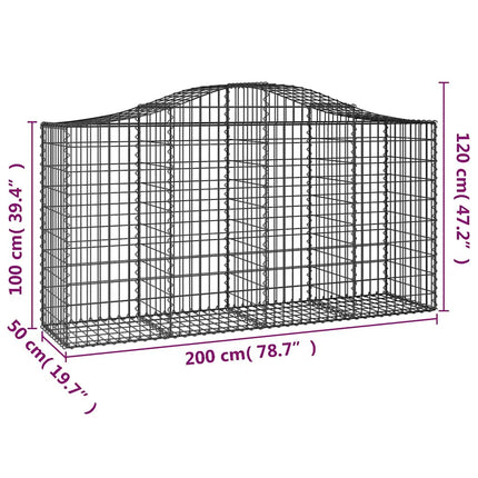 buede gabionkurve 18 stk. 200x50x100/120 cm galvaniseret jern
