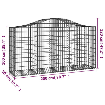 buede gabionkurve 40 stk. 200x50x100/120 cm galvaniseret jern