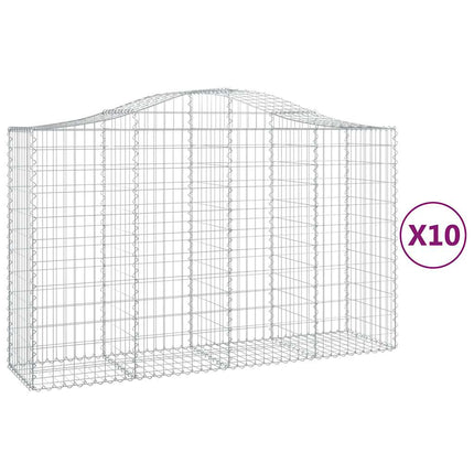 buede gabionkurve 10 stk. 200x50x120/140 cm galvaniseret jern