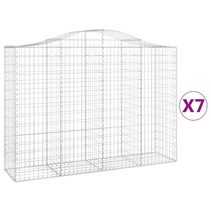 buede gabionkurve 7 stk. 200x50x140/160 cm galvaniseret jern