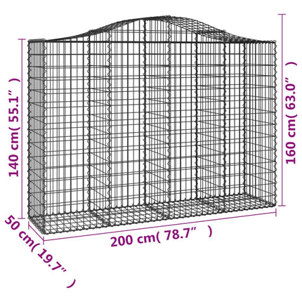buede gabionkurve 10 stk. 200x50x140/160 cm galvaniseret jern