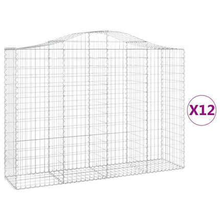 buede gabionkurve 12 stk. 200x50x140/160 cm galvaniseret jern