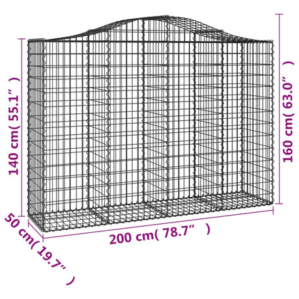 buede gabionkurve 30 stk. 200x50x140/160 cm galvaniseret jern