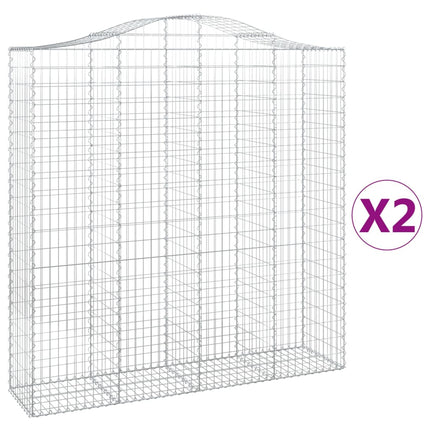 buede gabionkurve 2 stk. 200x50x200/220 cm galvaniseret jern