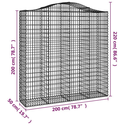 buede gabionkurve 2 stk. 200x50x200/220 cm galvaniseret jern