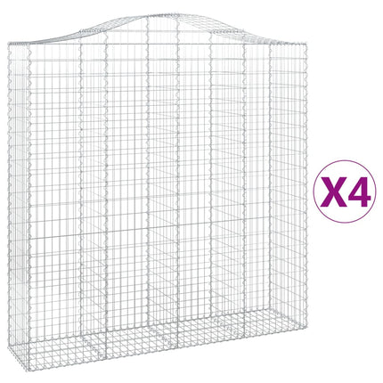 buede gabionkurve 4 stk. 200x50x200/220 cm galvaniseret jern