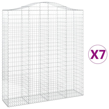 buede gabionkurve 7 stk. 200x50x220/240 cm galvaniseret jern