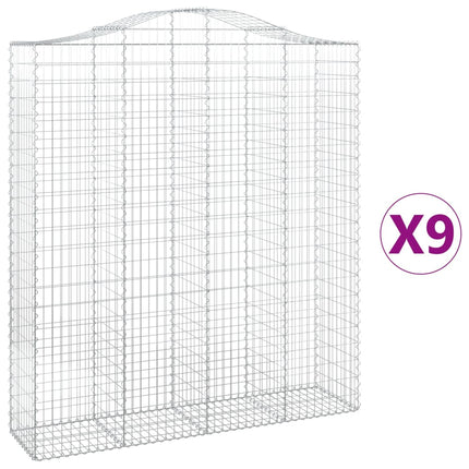 buede gabionkurve 9 stk. 200x50x220/240 cm galvaniseret jern