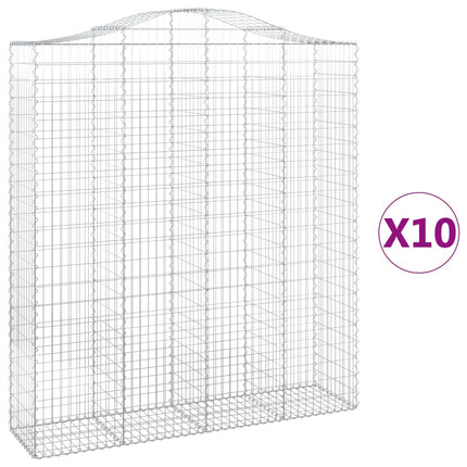 buede gabionkurve 10 stk. 200x50x220/240 cm galvaniseret jern