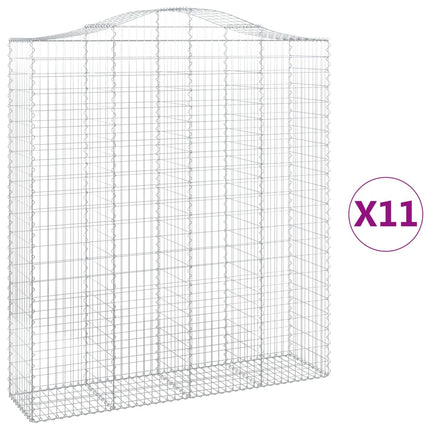 buede gabionkurve 11 stk. 200x50x220/240 cm galvaniseret jern