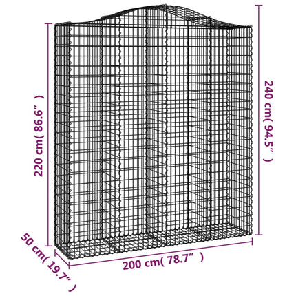 buede gabionkurve 13 stk. 200x50x220/240 cm galvaniseret jern