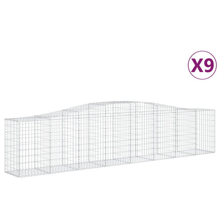 buede gabionkurve 9 stk. 400x50x80/100 cm galvaniseret jern
